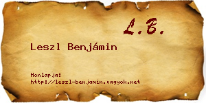 Leszl Benjámin névjegykártya